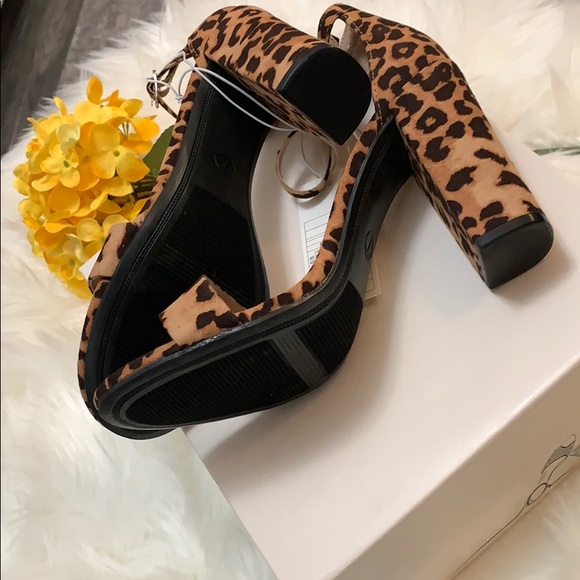 New! Ema Leopard Print Block Heel - Picture 3 of 4